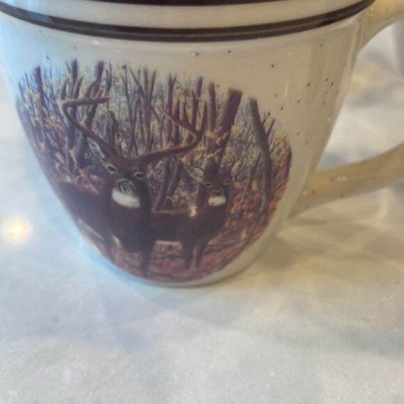 Cabela’s folkcraft  By Scotty Z, stoneware 4 coffee cups 2 elk. 2 whitetail. Fun - Picture 3 of 10